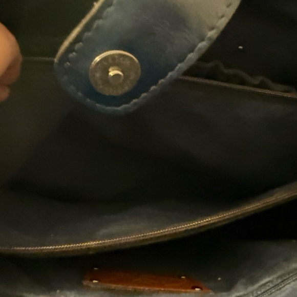 New Adeline Elegant Navy Blue & Silver Embossed Tote Bag Beautiful with Tassel - Picture 12 of 12